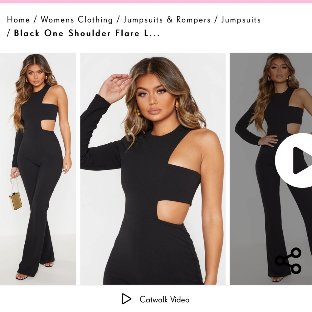 PrettyLittleThing Black Cut-Out Jumpsuit - Picture 3 of 7